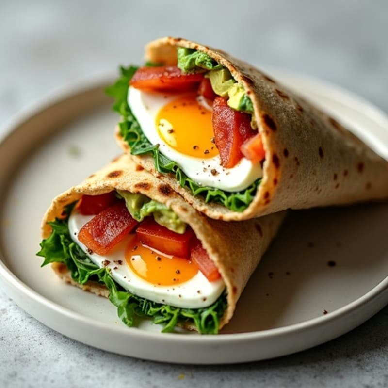 Crispy Turkey Bacon and Egg White Breakfast Wrap with Spinach
