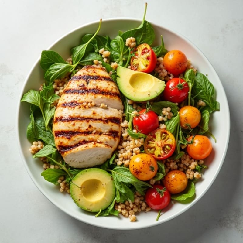 Grilled Chicken Salad with Quinoa and Roasted Vegetables