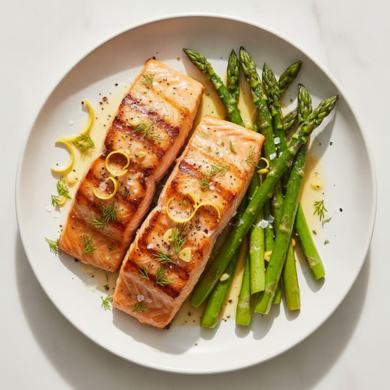 Lemon Herb Grilled Salmon with Asparagus