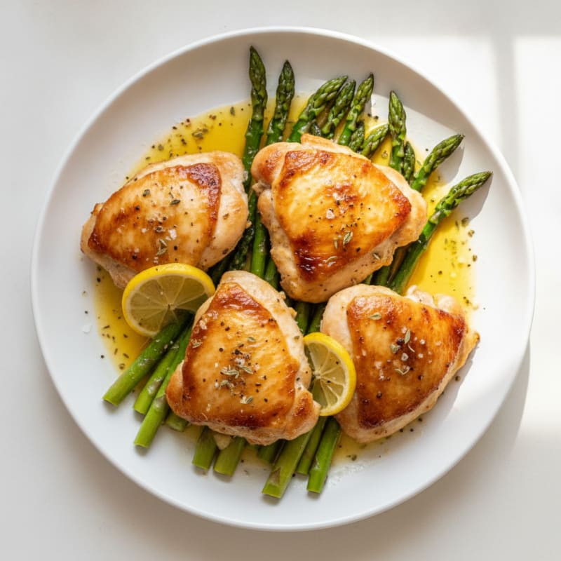 Lemon Herb Roasted Chicken Thighs with Asparagus