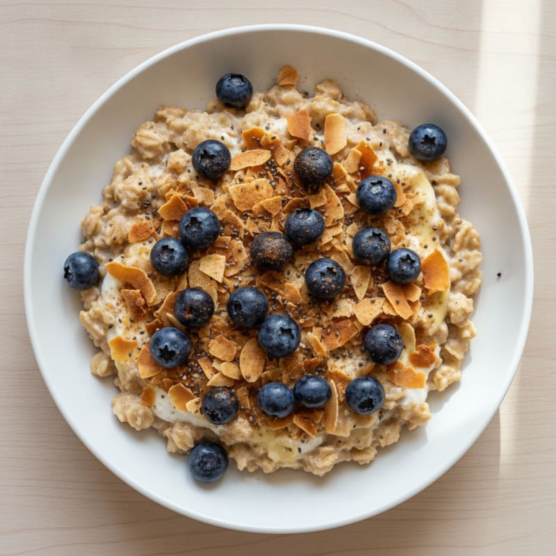 Almond Berry Overnight Oats with Toasted Coconut