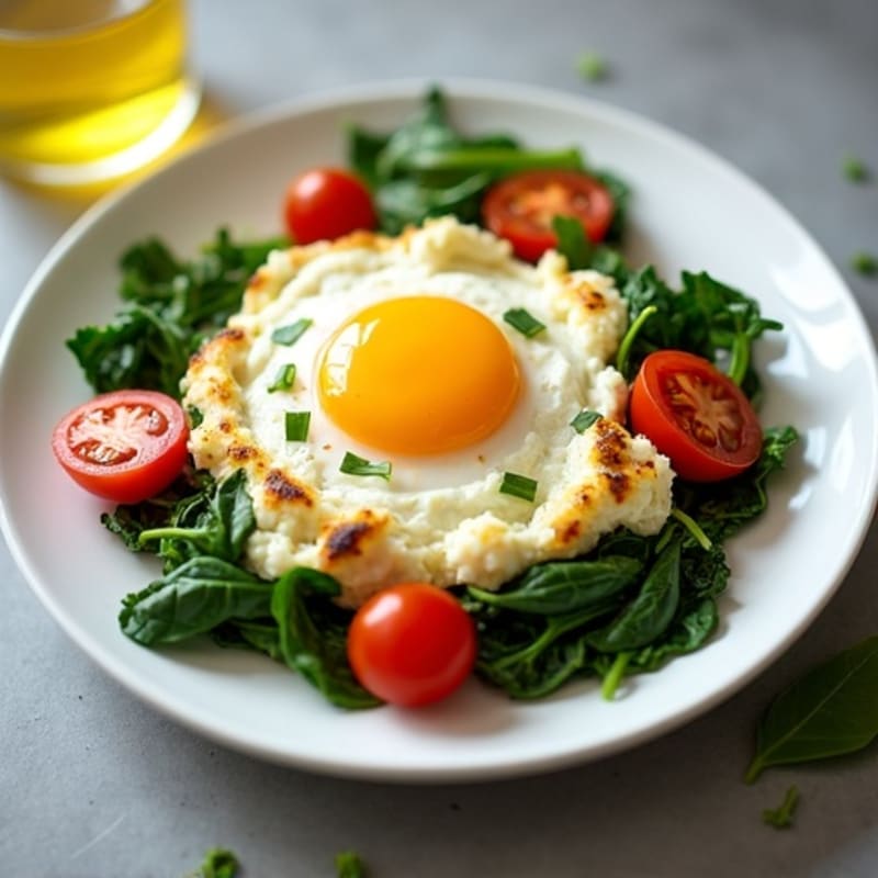 Egg White and Cottage Cheese Scramble with Spinach and Cherry Tomatoes
