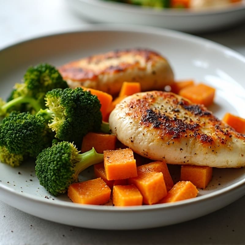 Sheet Pan Roasted Sweet Potato and Chicken with Crispy Broccoli