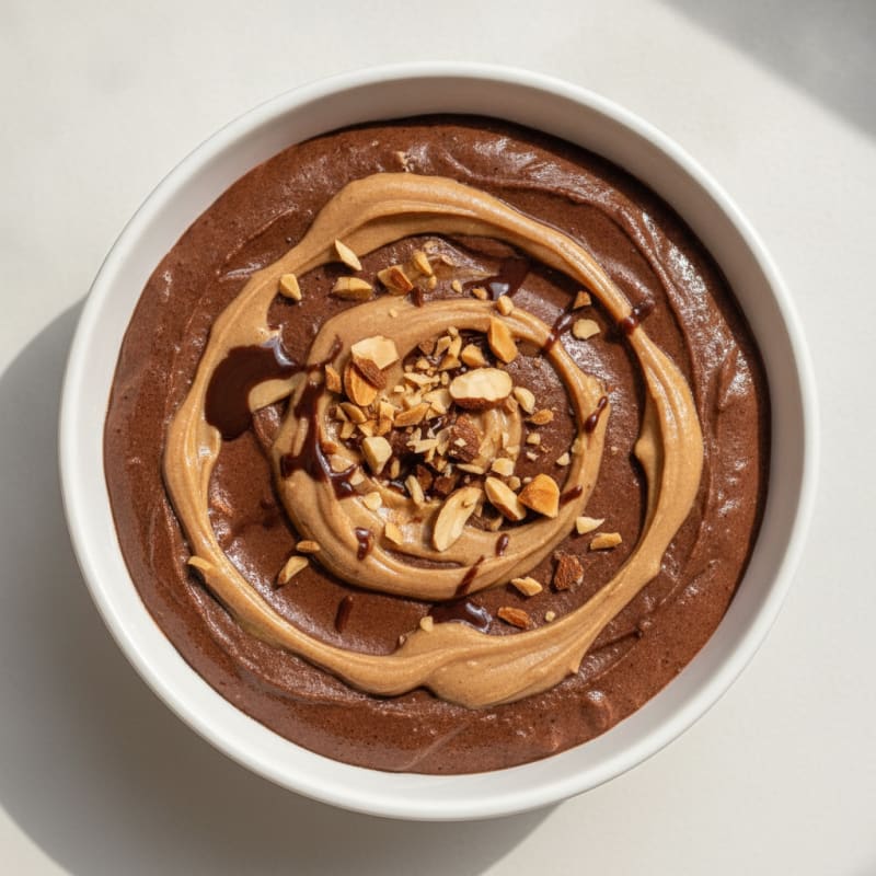 Silky Chocolate Protein Pudding with Almond Butter Swirl