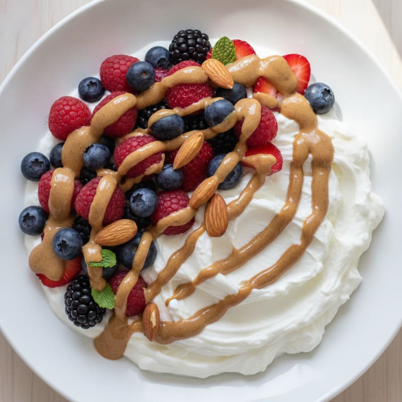 Greek Yogurt Protein Bowl with Mixed Berries and Almond Butter
