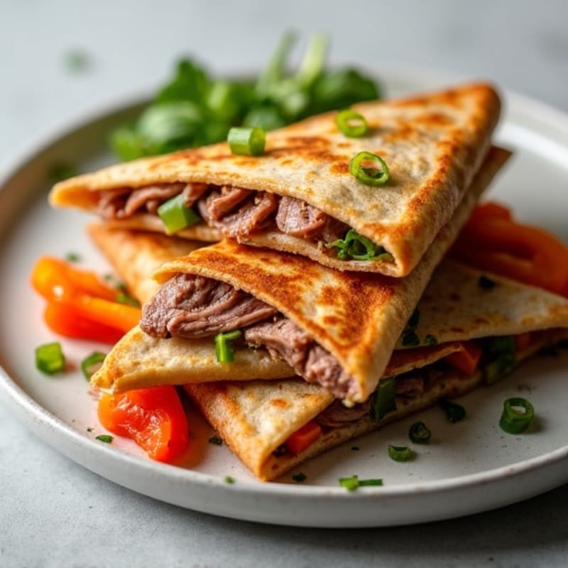 Crispy Lean Steak Quesadillas with Sautéed Peppers