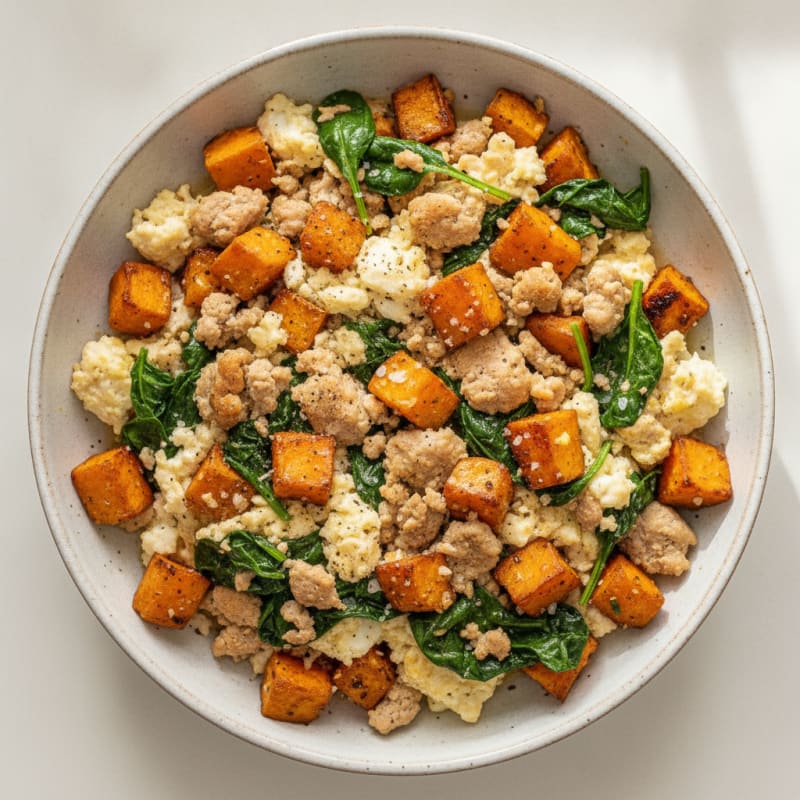 Sausage and Egg Scramble with Sweet Potatoes