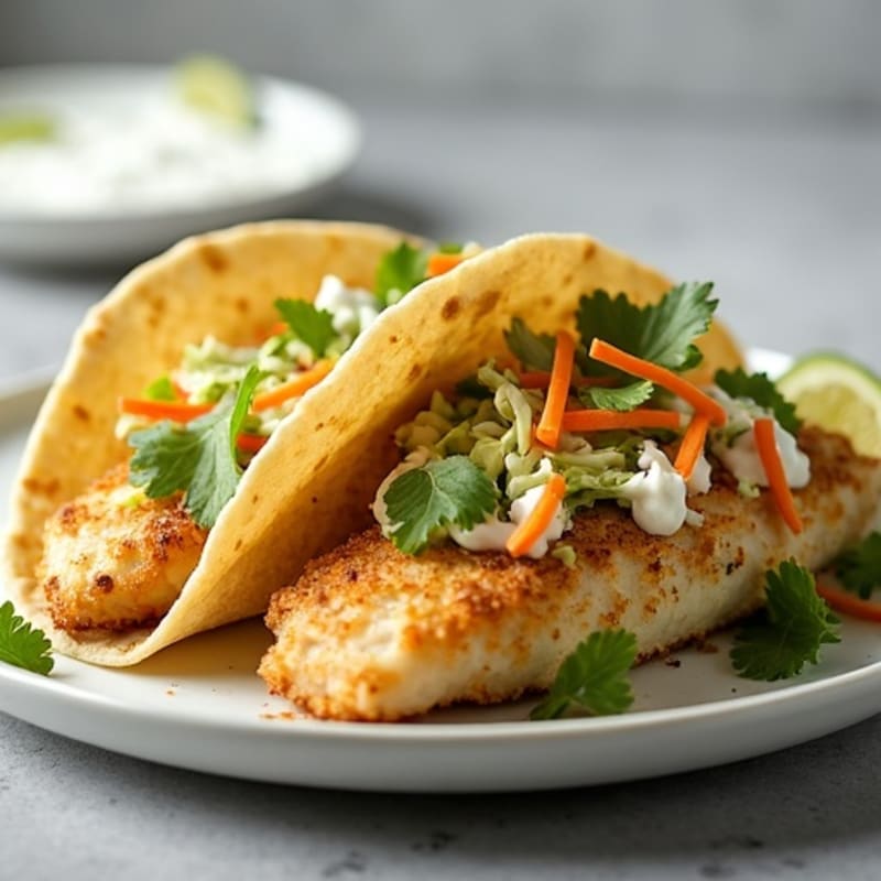 Crispy Baked Fish Tacos with Crunchy Slaw
