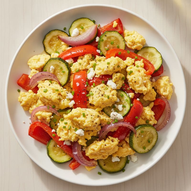 Hearty Scrambled Eggs with Roasted Vegetables