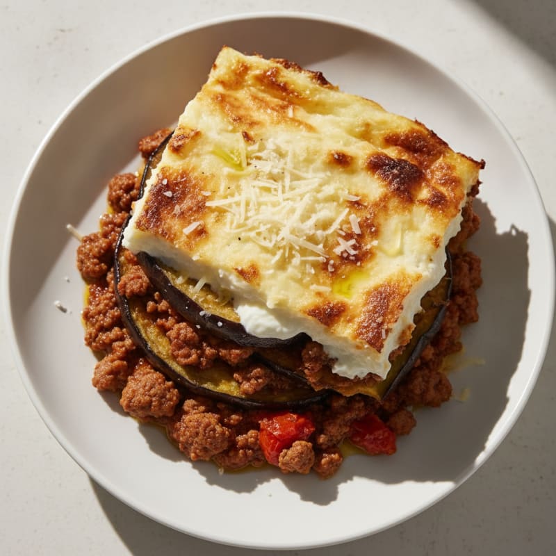 Baked Lamb Moussaka with Eggplant