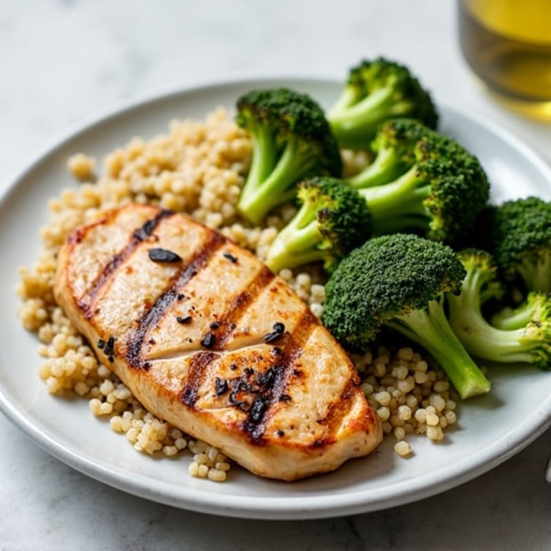 Grilled Turkey Breast with Roasted Broccoli and Quinoa