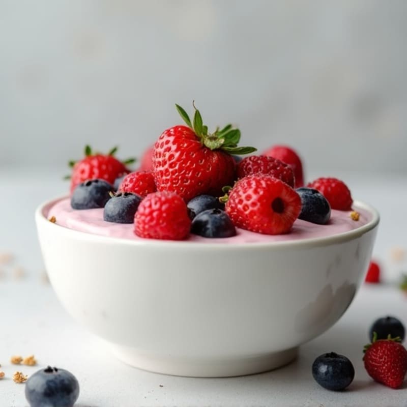 Silky Greek Yogurt Bowl with Protein Powder and Fresh Berries