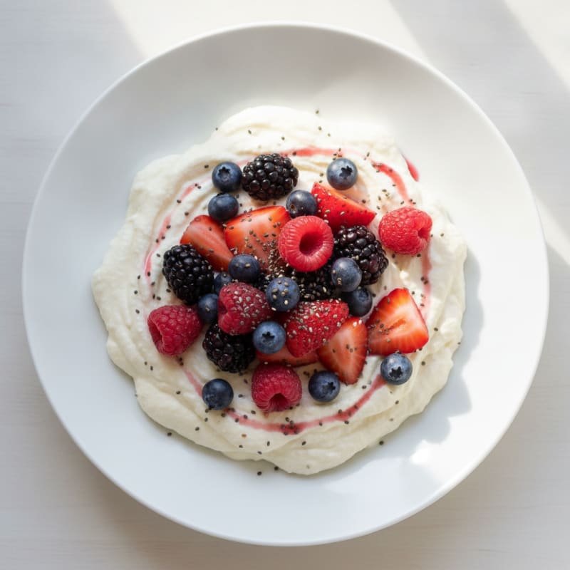 Silky Greek Yogurt Protein Mousse with Mixed Berries