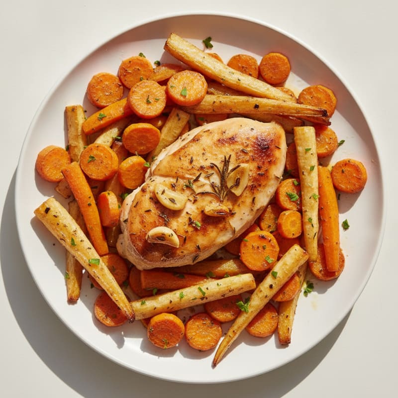 Garlic Herb Roasted Chicken with Root Vegetables
