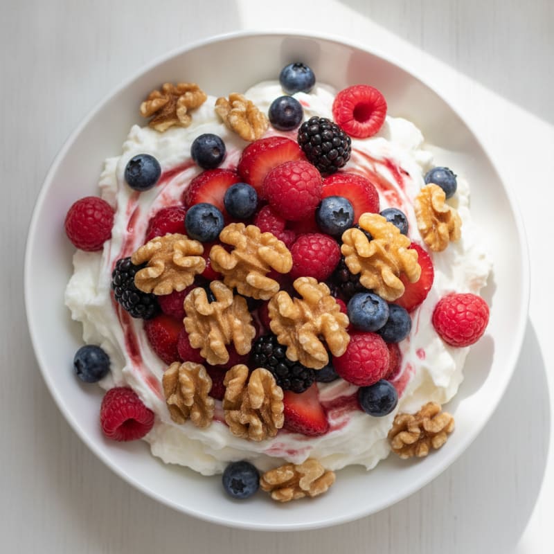 Greek Yogurt Protein Pudding with Mixed Berries