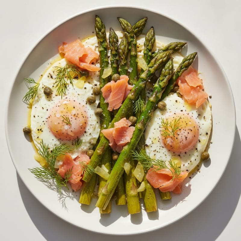 Baked Eggs with Roasted Asparagus