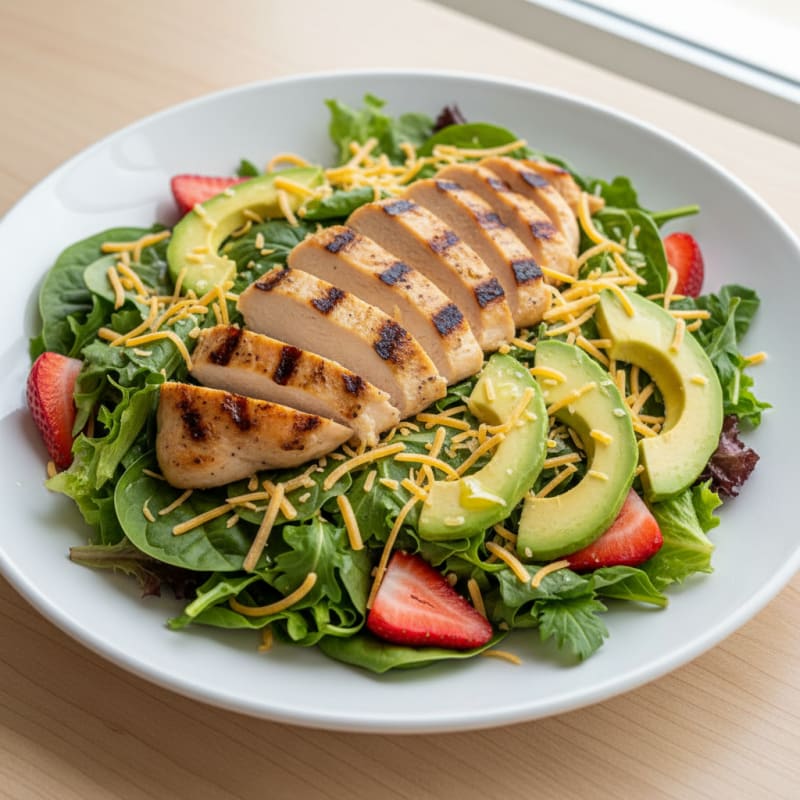 Grilled Chicken and Avocado Salad with Shredded Cheese