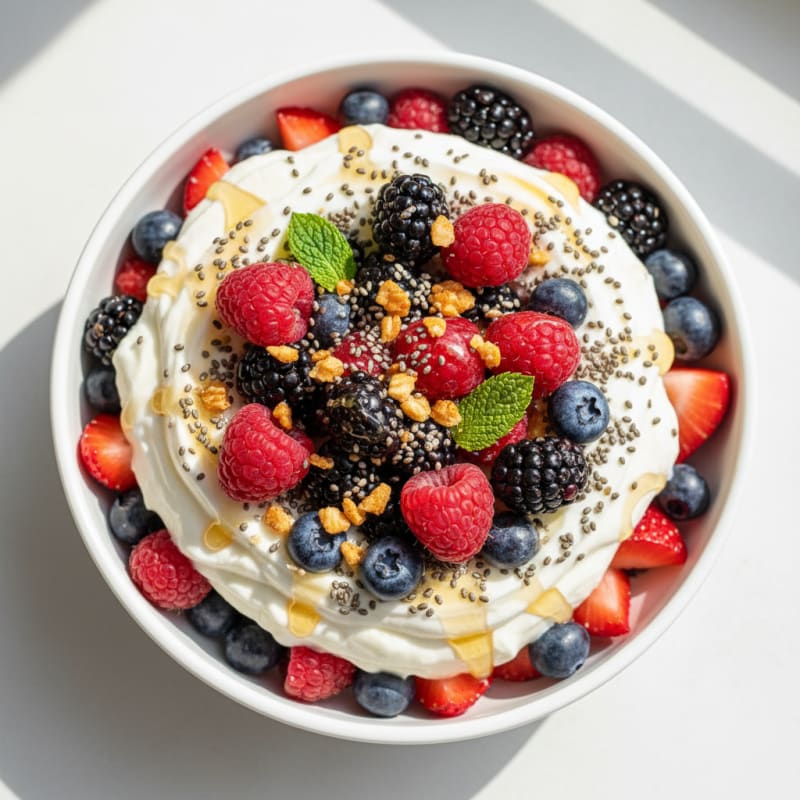 Greek Yogurt Protein Parfait with Mixed Berries