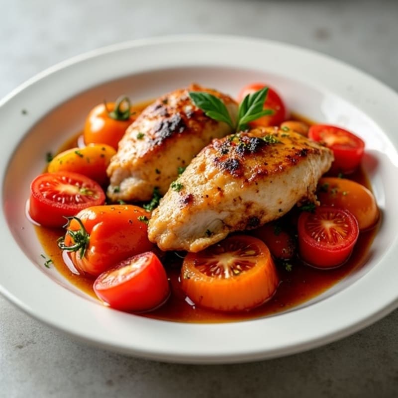 Tender Braised Chicken with Bell Peppers and Tomatoes