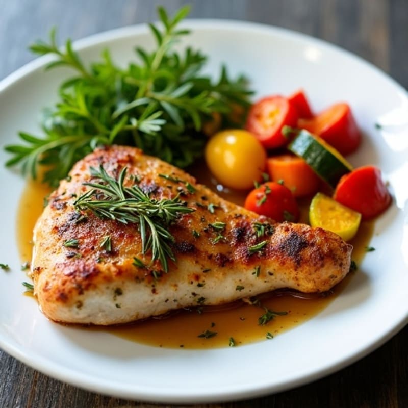 Herb-Crusted Pan Seared Chicken with Roasted Vegetables
