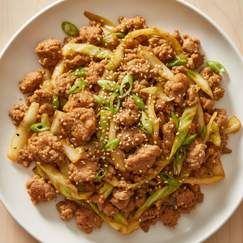 Savory Ground Pork and Cabbage Stir-Fry