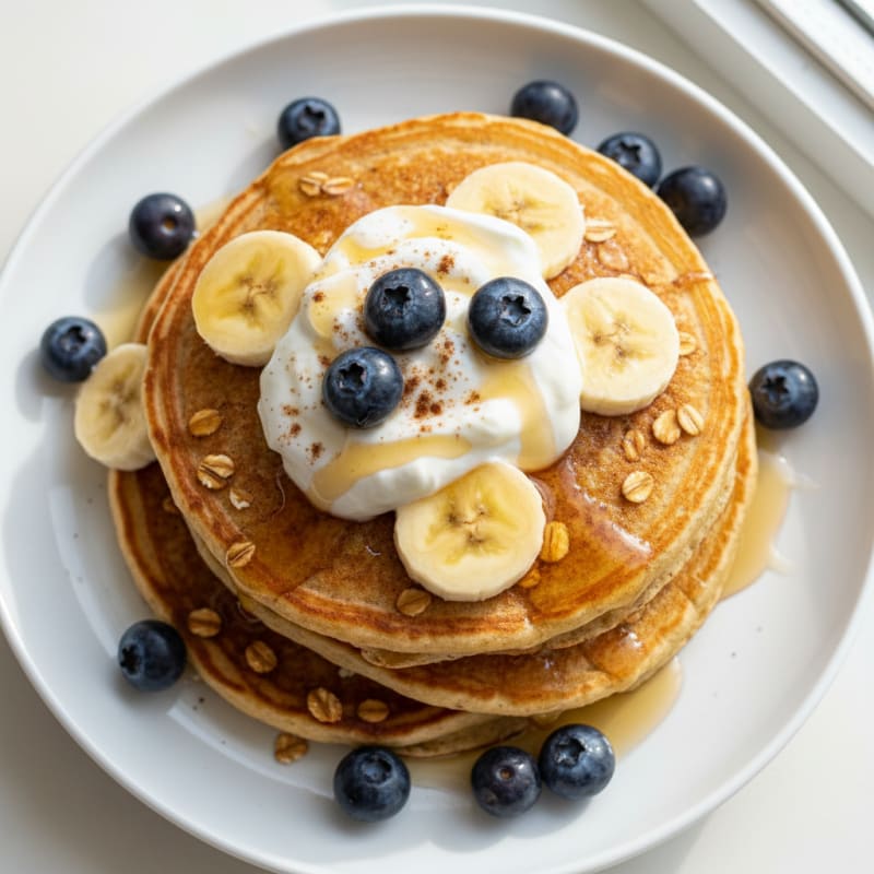 Golden Cinnamon Oat Banana Pancakes