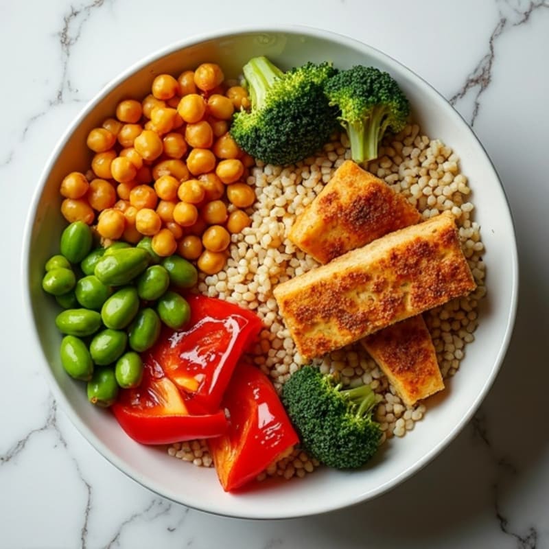 Crispy Plant-Based Chicken and Roasted Vegetable Power Bowl