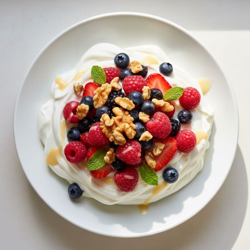 Greek Yogurt Protein Mousse with Mixed Berries