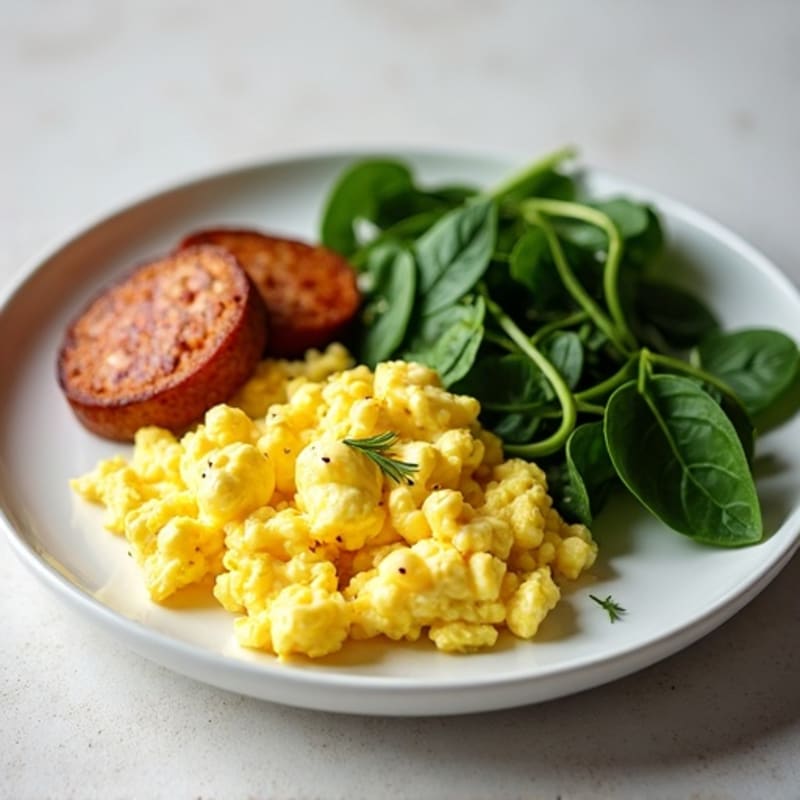 Egg White and Turkey Sausage Scramble with Spinach