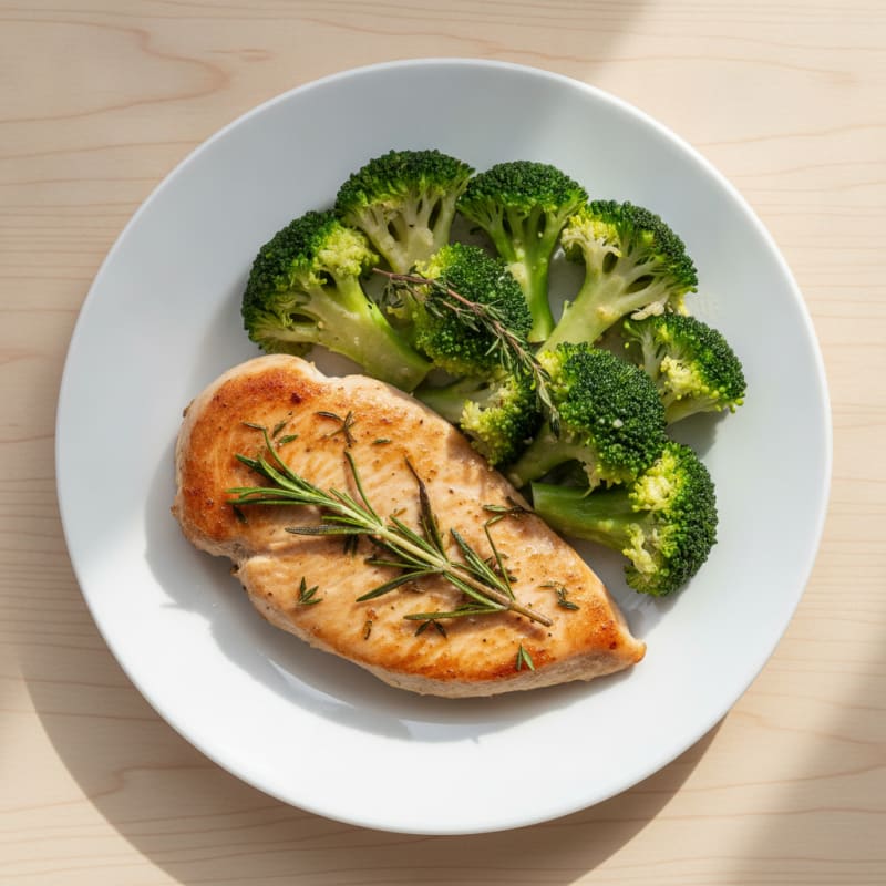 Herb-Seared Turkey Breast with Steamed Broccoli