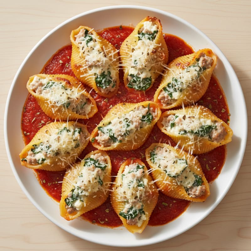 Spinach Ricotta Stuffed Shells with Marinara
