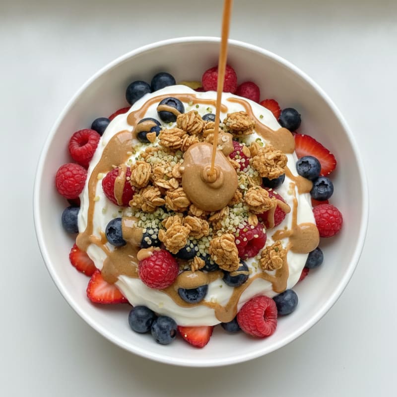Creamy Greek Yogurt Parfait with Mixed Berries and Almond Butter