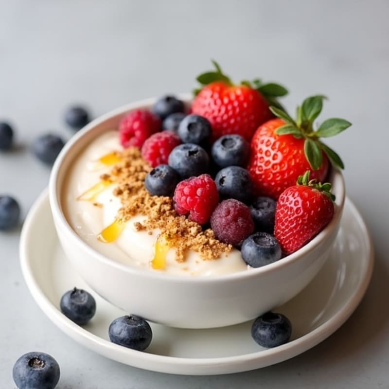 Silky Vanilla Protein Yogurt Bowl with Mixed Berries