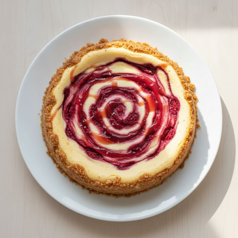 Baked Protein Cheesecake with Berry Swirl