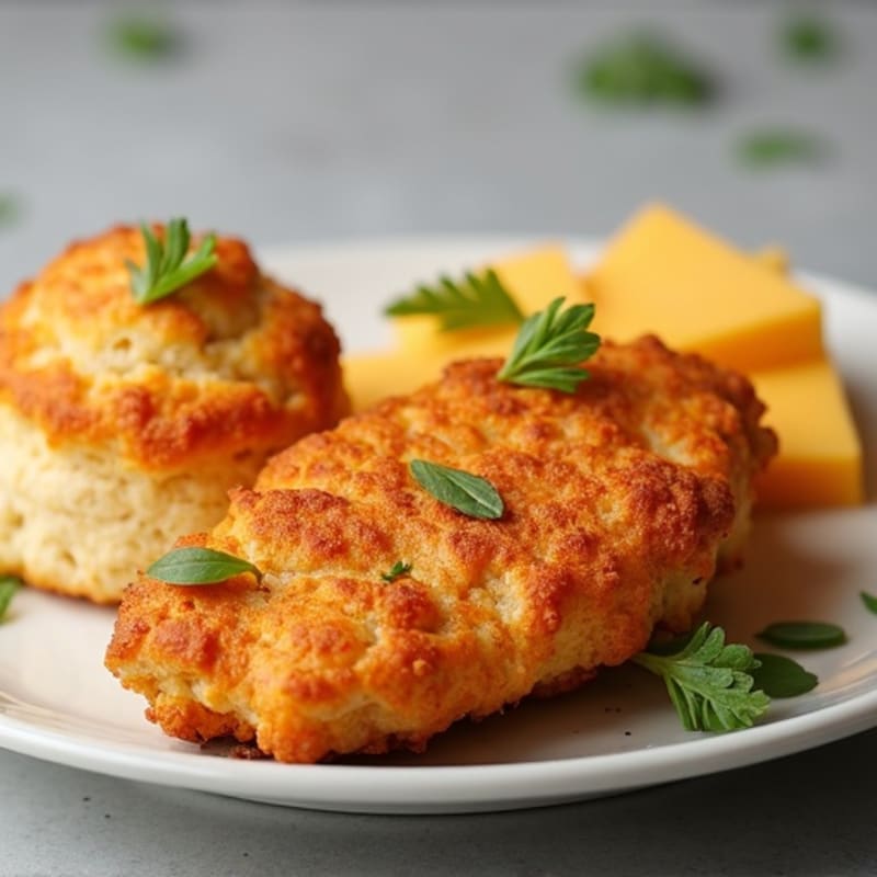 Crispy Baked Chicken with Fluffy Cheddar Biscuits