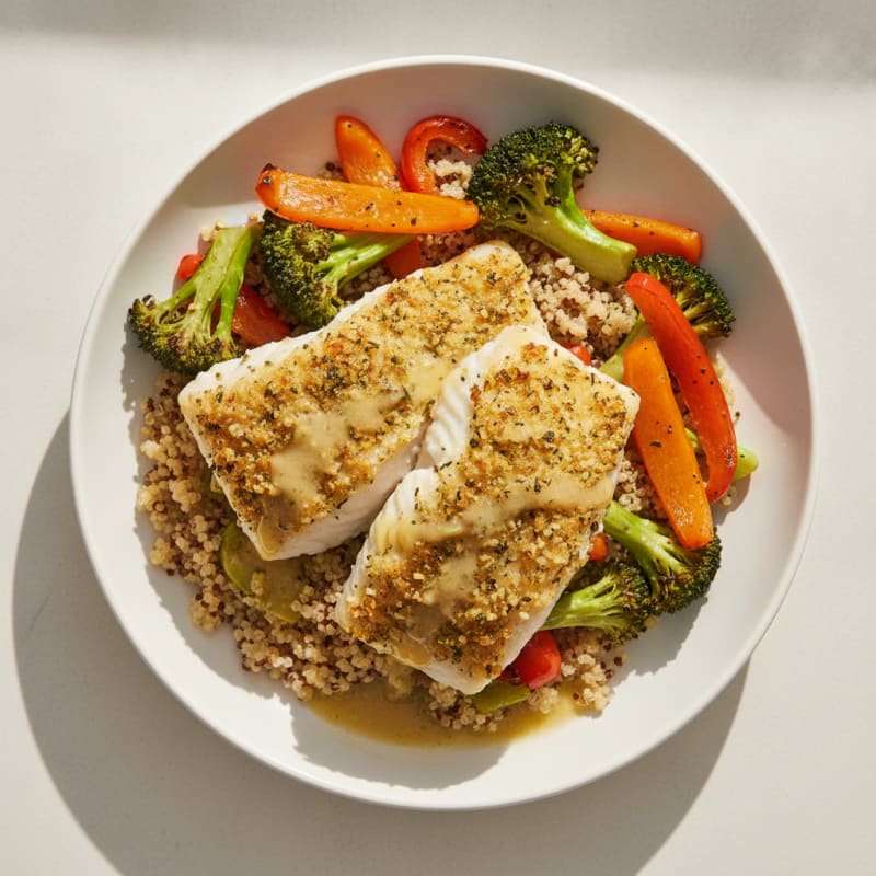 Lemon-Herb Baked Cod with Roasted Vegetables