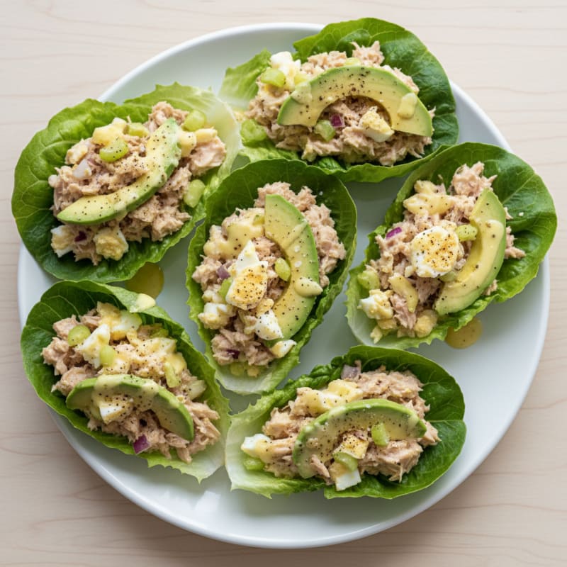 Zesty Tuna and Egg Lettuce Wraps