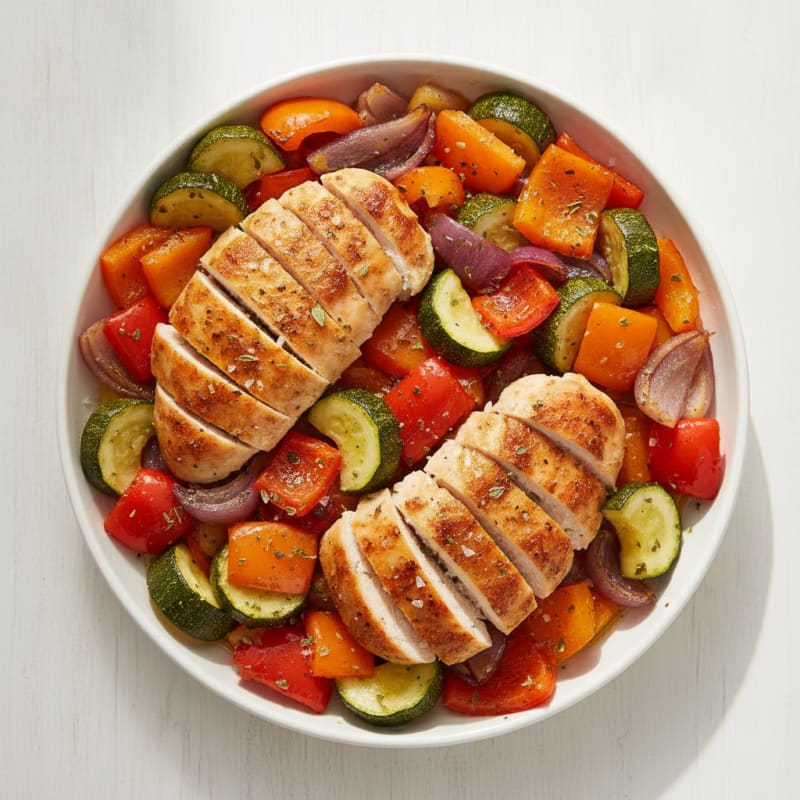 Chicken and Roasted Vegetable Medley Plate