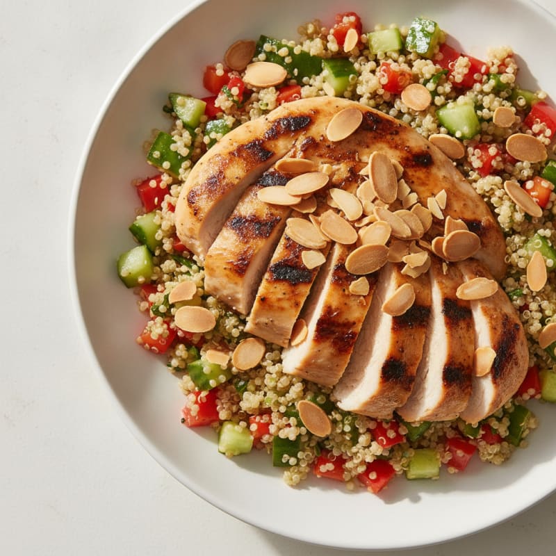 Grilled Chicken Breast with Crunchy Quinoa Salad