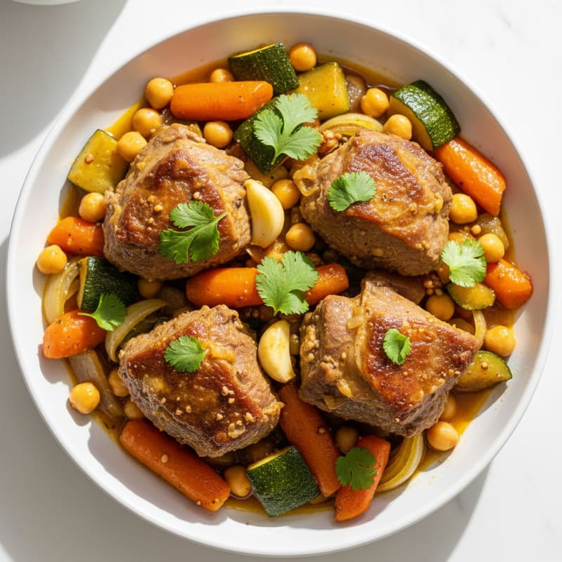 Moroccan Lamb Tagine with Roasted Vegetables