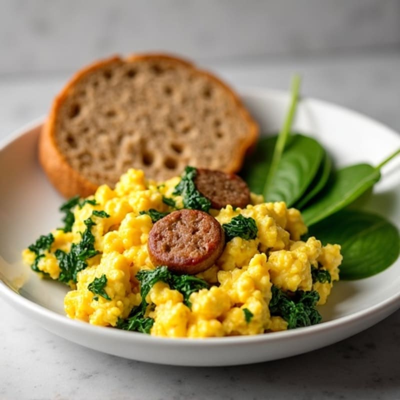 Scrambled Egg Whites with Spinach and Turkey Sausage