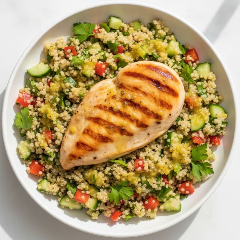 Grilled Chicken Breast with Crunchy Quinoa Salad