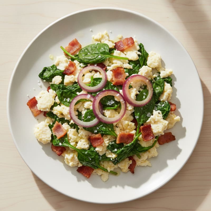 Egg White Spinach Scramble with Turkey Bacon