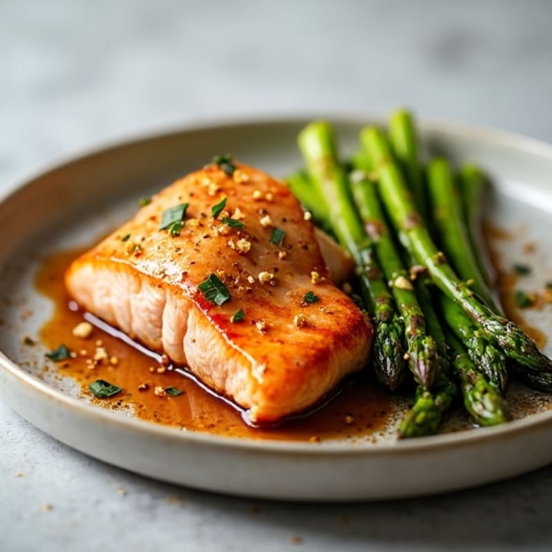 Baked Teriyaki Glazed Salmon with Roasted Asparagus