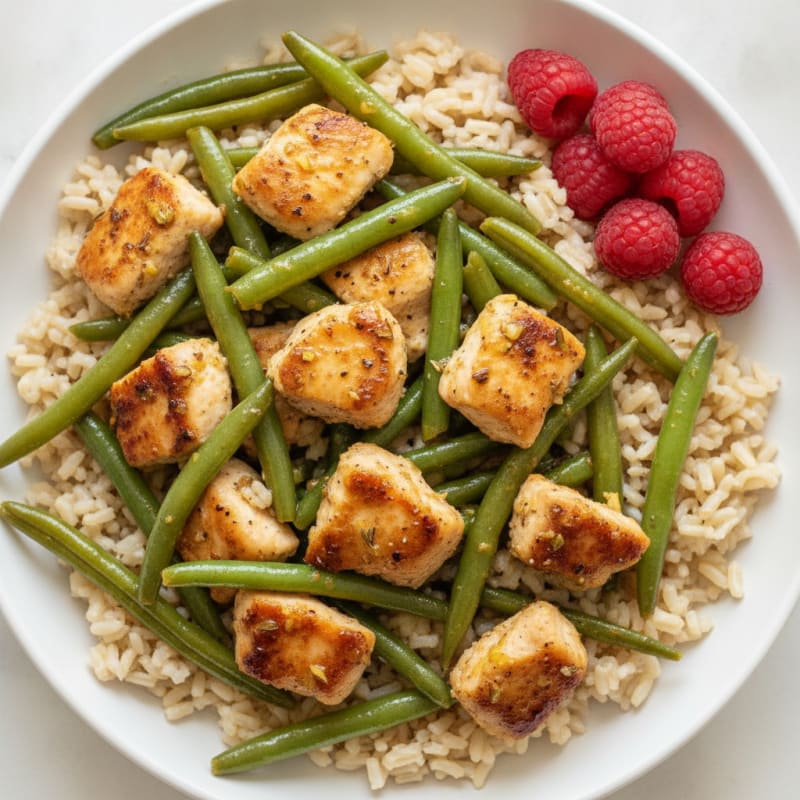 Mediterranean Chicken and Green Bean Skillet with Rice