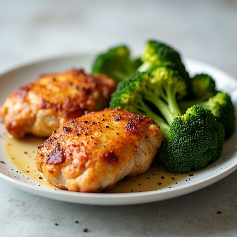 Crispy Baked Chicken Thighs with Roasted Broccoli