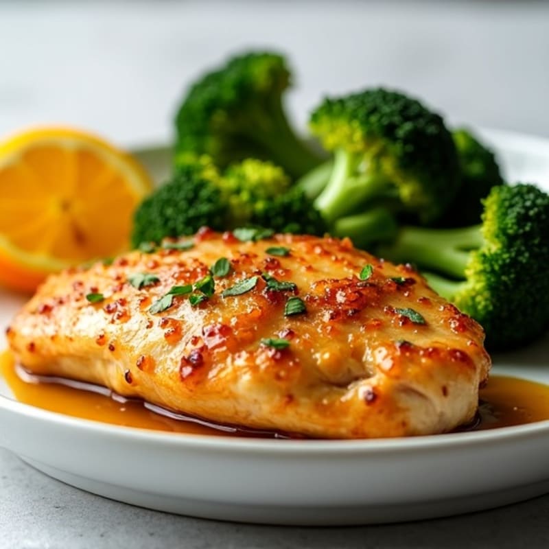 Crispy Orange Glazed Chicken with Roasted Broccoli
