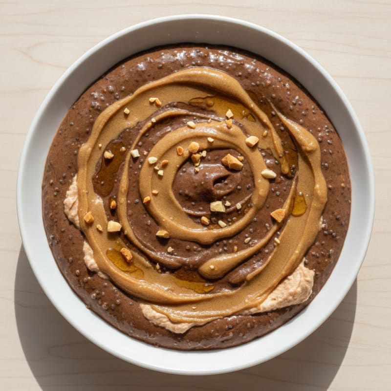 Silky Chocolate Protein Pudding with Almond Butter Swirl