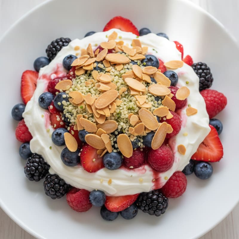 Greek Yogurt Protein Parfait with Mixed Berries