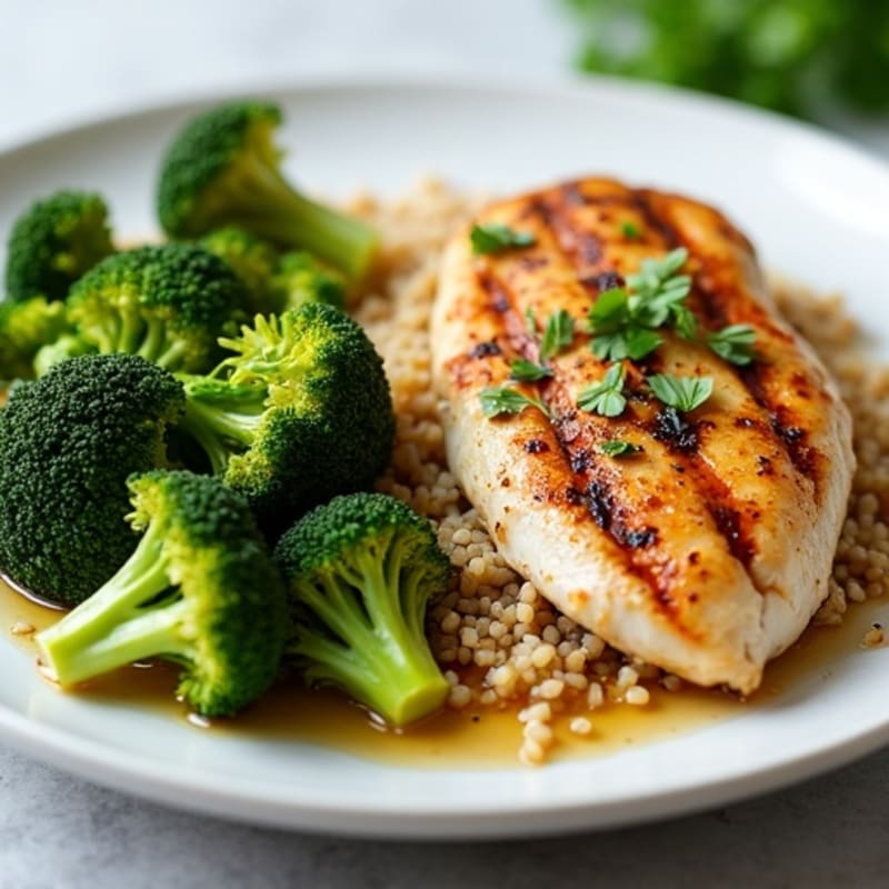 Grilled Chicken Breast with Roasted Broccoli and Quinoa